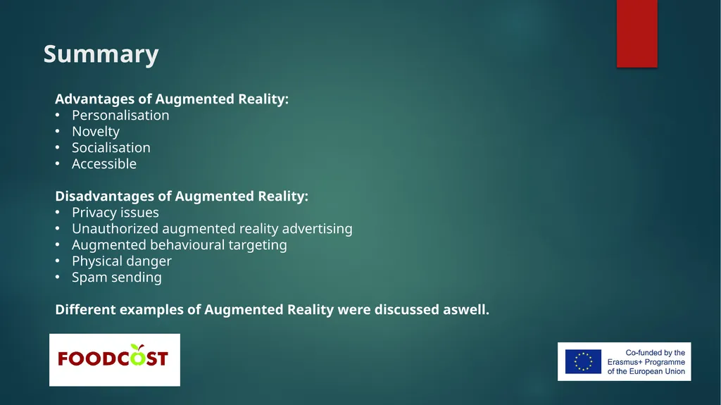 Augmented reality Consumer food related - slide 12 of 12