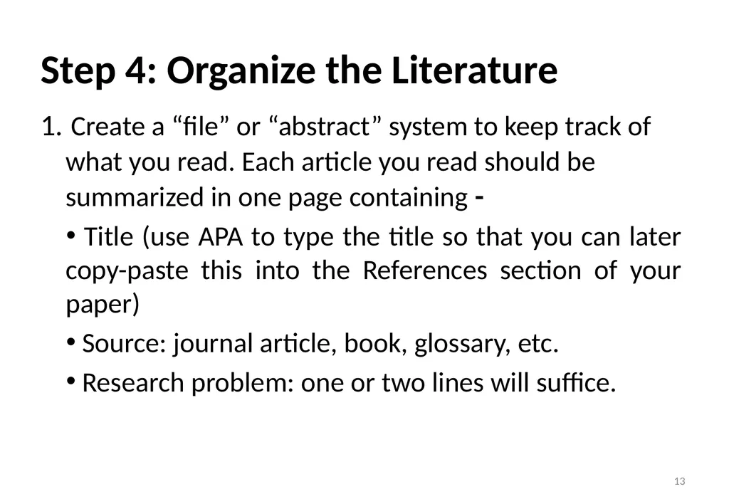 Importance of literature review Dr. Neelima Mehta - slide 13 of 28
