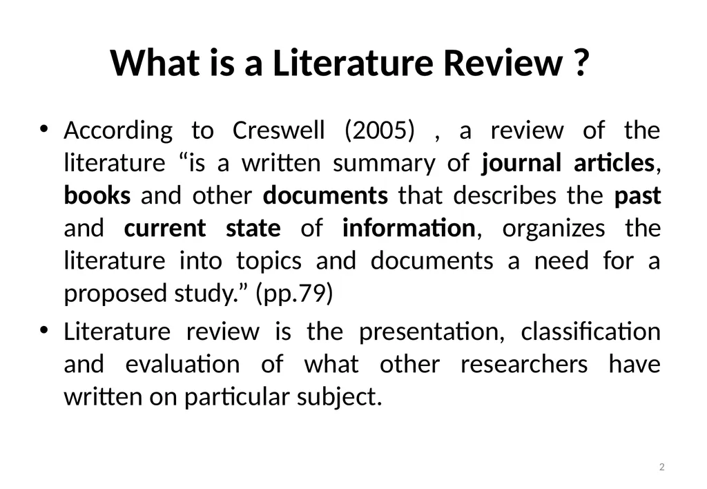 Importance of literature review Dr. Neelima Mehta - slide 2 of 28