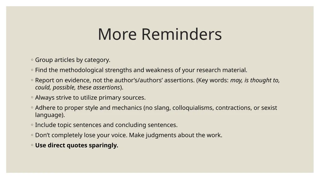 Mastering Literature Reviews The Writing - slide 14 of 15