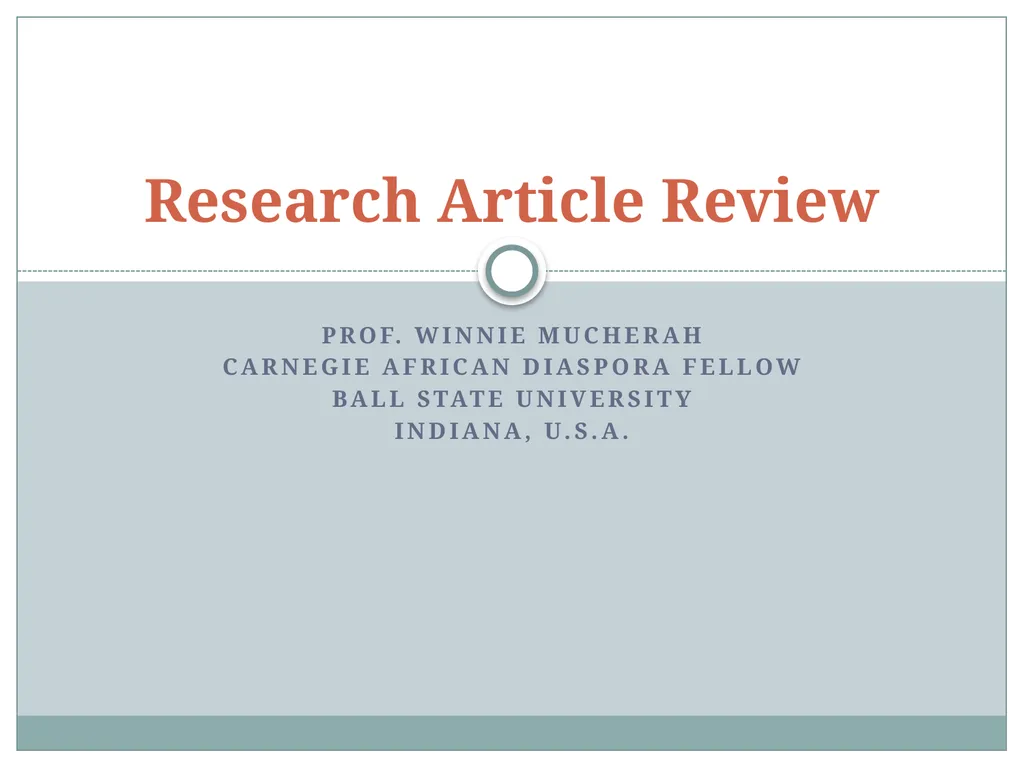 PROF. Winnie Mucherah cARNEGIE AFRICAN DIASPORA - slide 1 of 13
