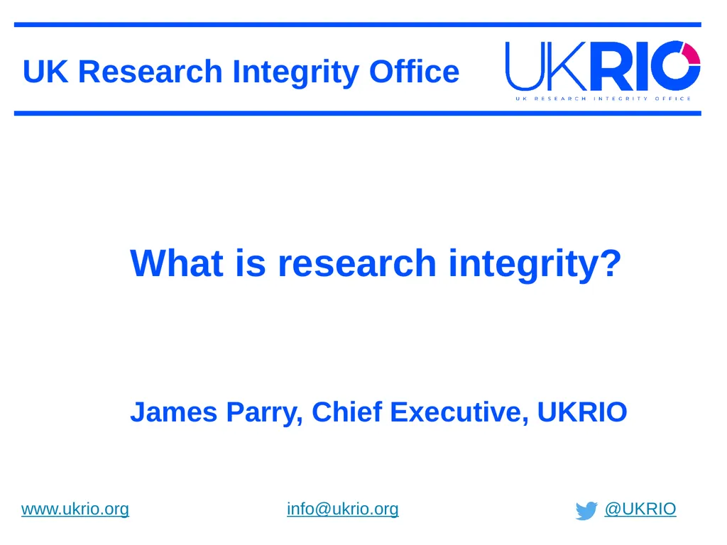 What is research integrity? UK Research Integrity