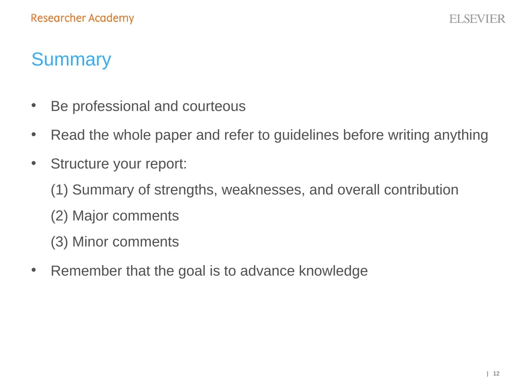 An introduction to peer review How to write a - slide 12 of 13