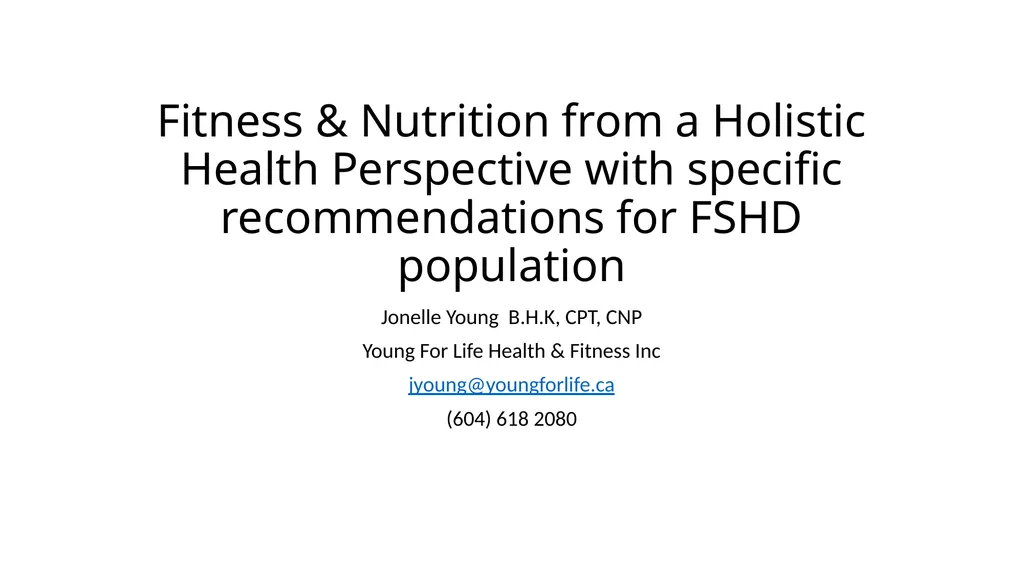 Fitness & Nutrition from a Holistic Health - slide 1 of 13