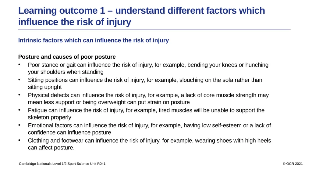 Sport Science Unit R041 – Reducing the risk of - slide 13 of 44