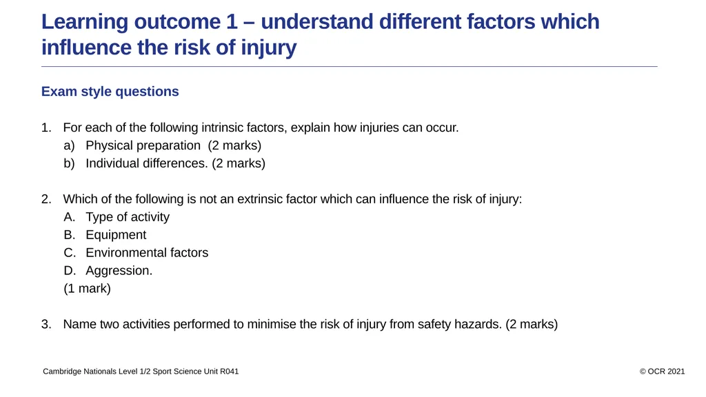 Sport Science Unit R041 – Reducing the risk of - slide 16 of 44