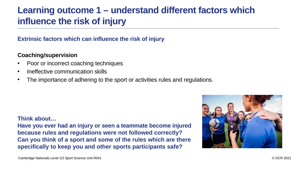 Sport Science Unit R041 – Reducing the risk of - slide 6 of 44