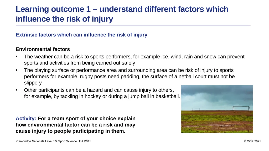 Sport Science Unit R041 – Reducing the risk of - slide 7 of 44
