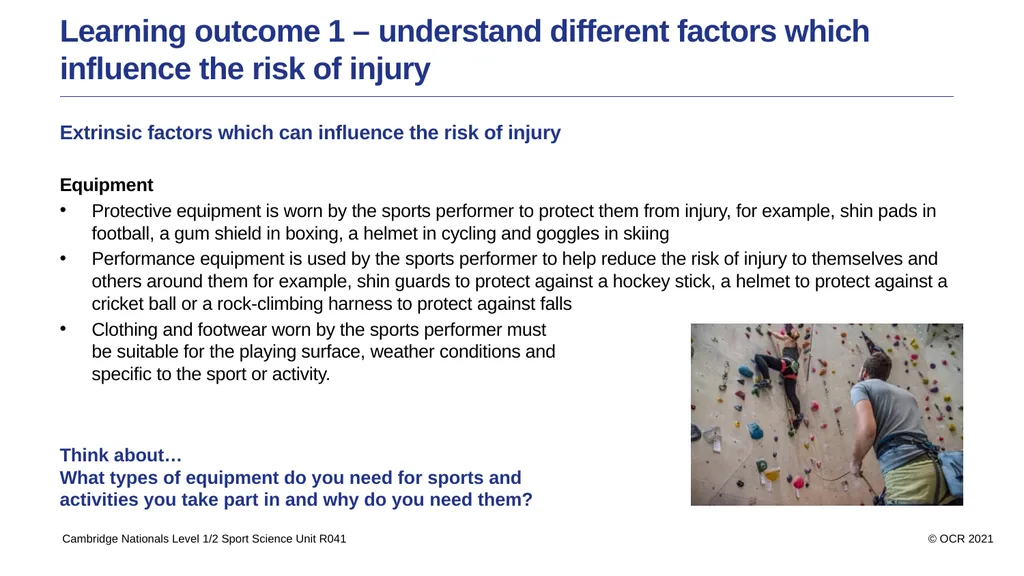 Sport Science Unit R041 – Reducing the risk of - slide 8 of 44
