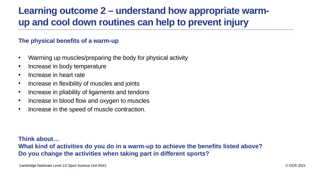 Sport Science Unit R041 – Reducing the risk of - slide 18 of 44