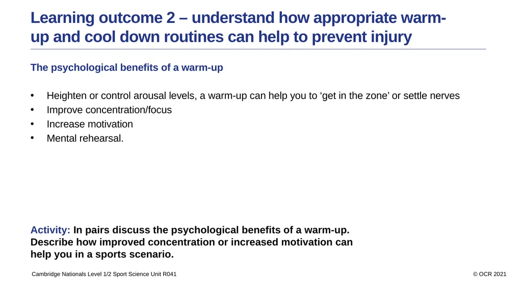 Sport Science Unit R041 – Reducing the risk of - slide 19 of 44