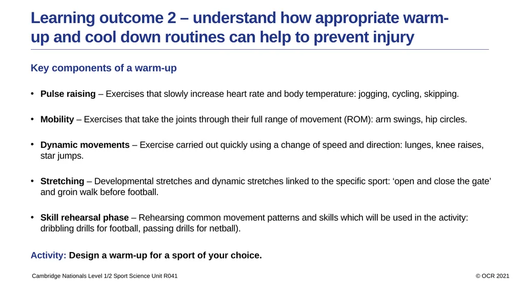 Sport Science Unit R041 – Reducing the risk of - slide 20 of 44