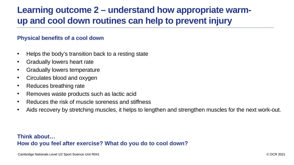 Sport Science Unit R041 – Reducing the risk of - slide 21 of 44