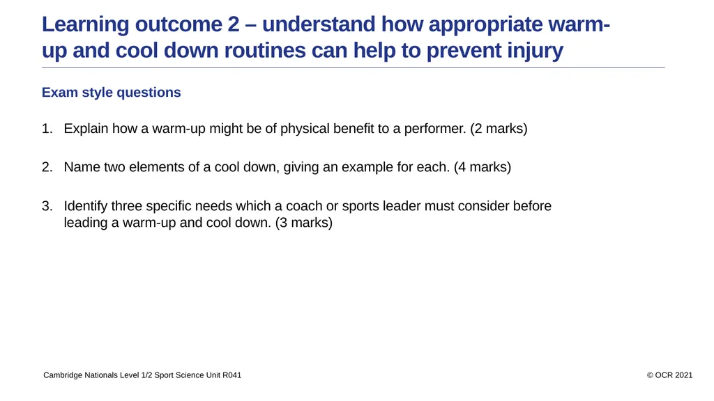 Sport Science Unit R041 – Reducing the risk of - slide 24 of 44