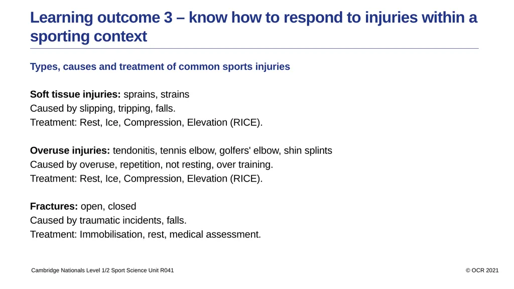 Sport Science Unit R041 – Reducing the risk of - slide 28 of 44