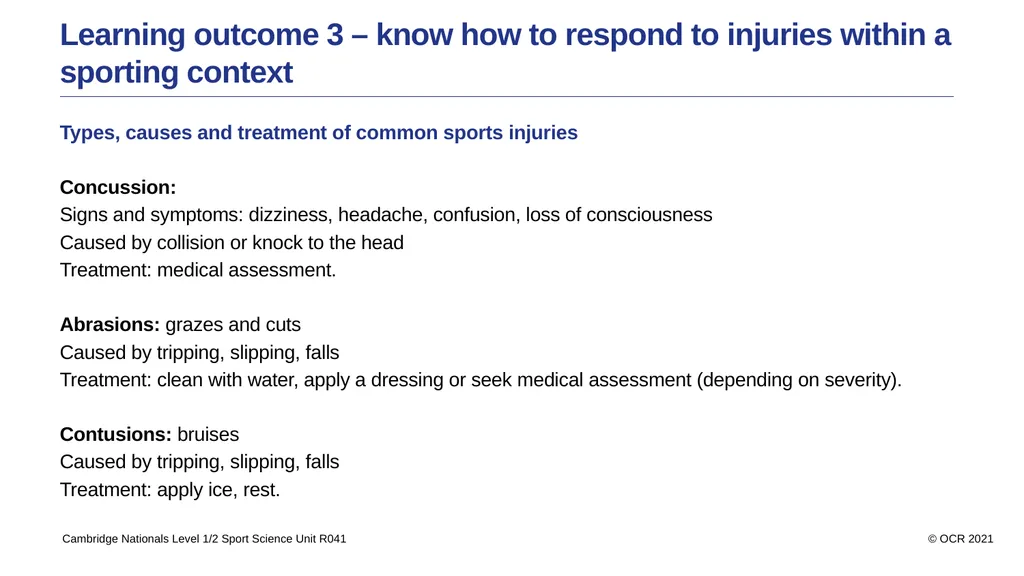 Sport Science Unit R041 – Reducing the risk of - slide 29 of 44