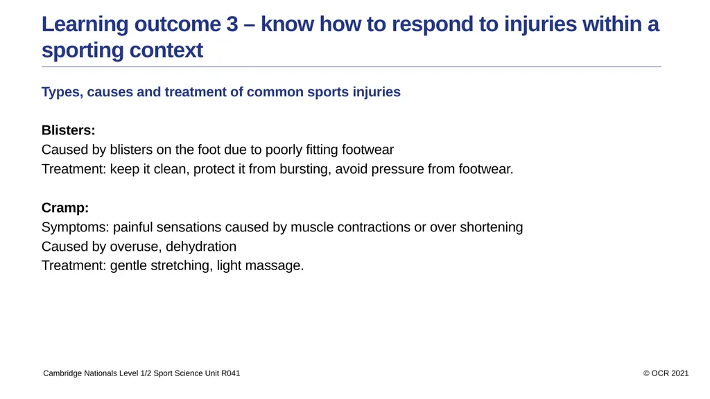 Sport Science Unit R041 – Reducing the risk of - slide 30 of 44