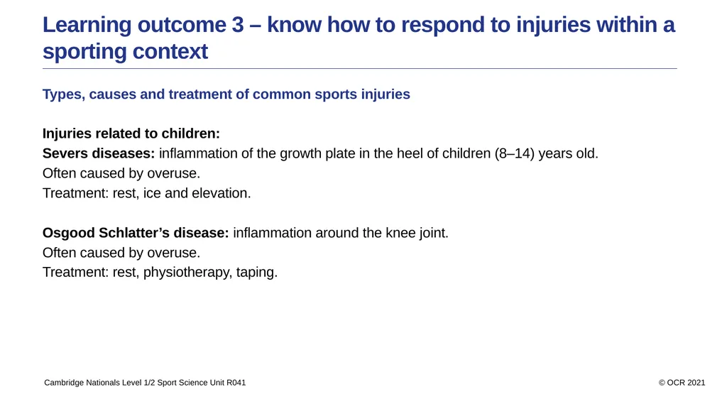 Sport Science Unit R041 – Reducing the risk of - slide 31 of 44