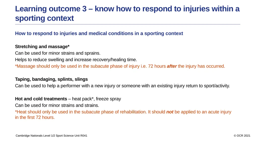 Sport Science Unit R041 – Reducing the risk of - slide 33 of 44