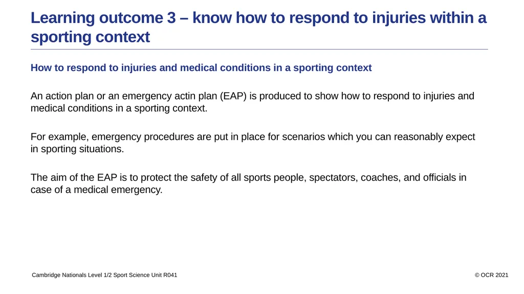 Sport Science Unit R041 – Reducing the risk of - slide 34 of 44