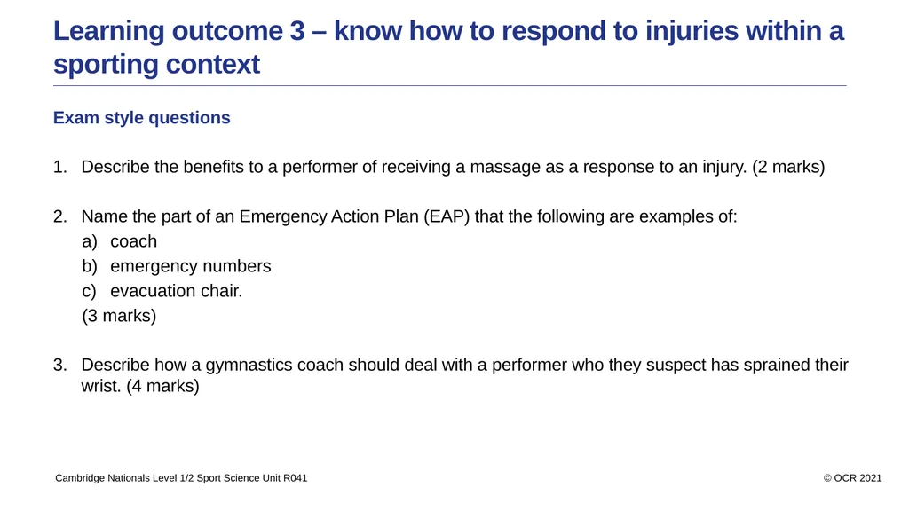 Sport Science Unit R041 – Reducing the risk of - slide 36 of 44