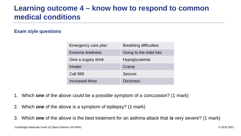 Sport Science Unit R041 – Reducing the risk of - slide 42 of 44