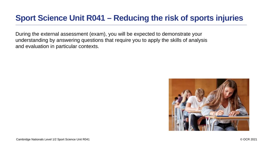 Sport Science Unit R041 – Reducing the risk of - slide 2 of 44