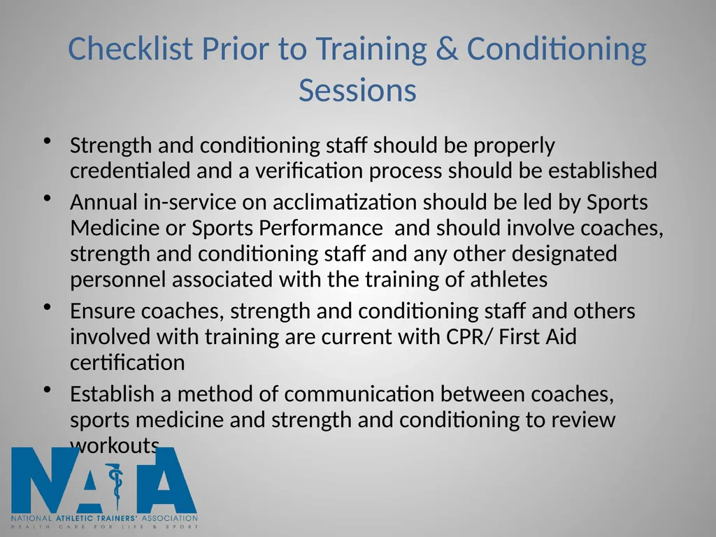 Acclimatization, Conditioning and Transition - slide 4 of 11