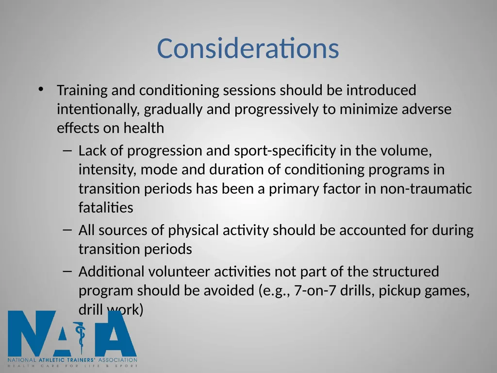 Acclimatization, Conditioning and Transition - slide 6 of 11