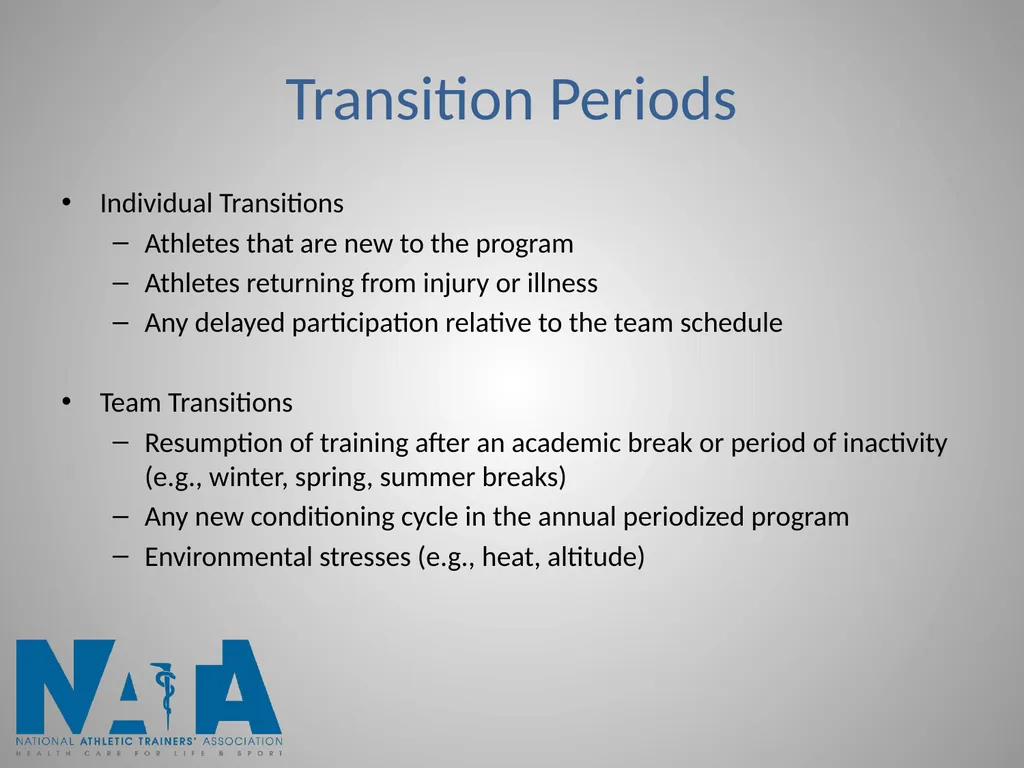 Acclimatization, Conditioning and Transition - slide 3 of 11