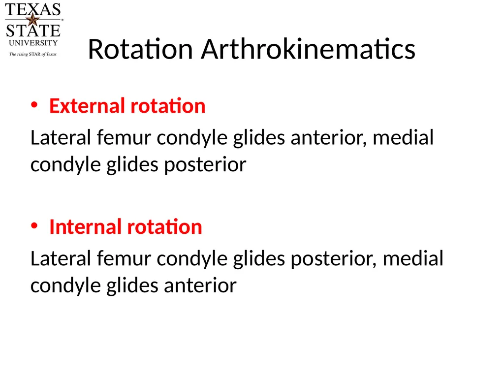 Knee Biomechanics Joint Positions Resting position - slide 6 of 20