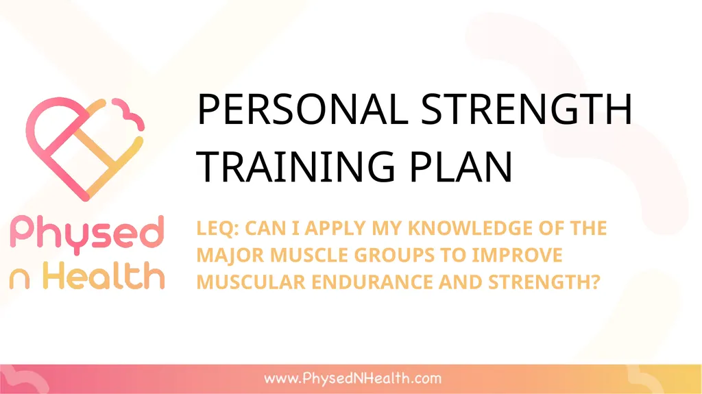 PERSONAL STRENGTH TRAINING PLAN LEQ: Can I apply - slide 1 of 34