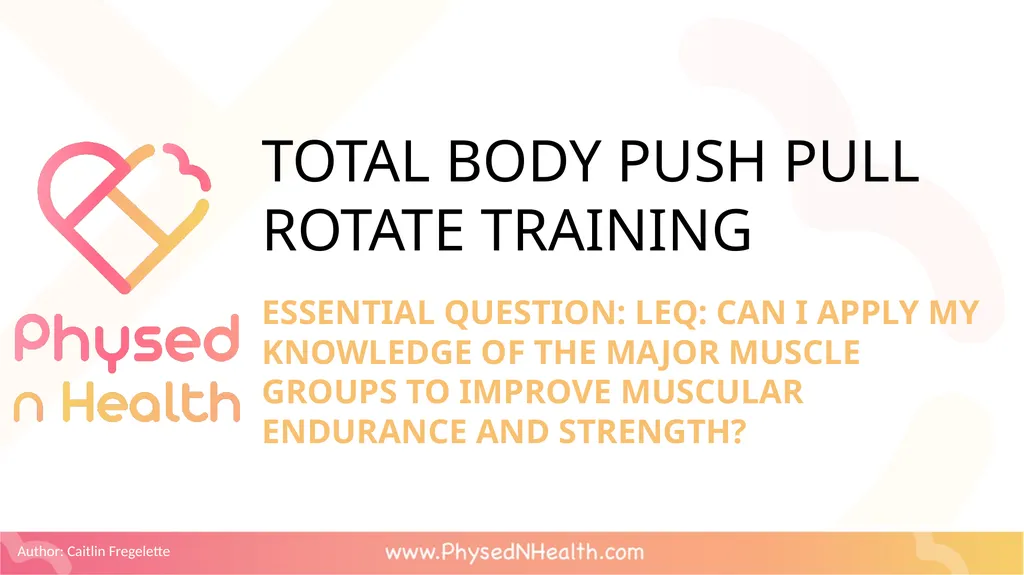 PERSONAL STRENGTH TRAINING PLAN LEQ: Can I apply - slide 29 of 34