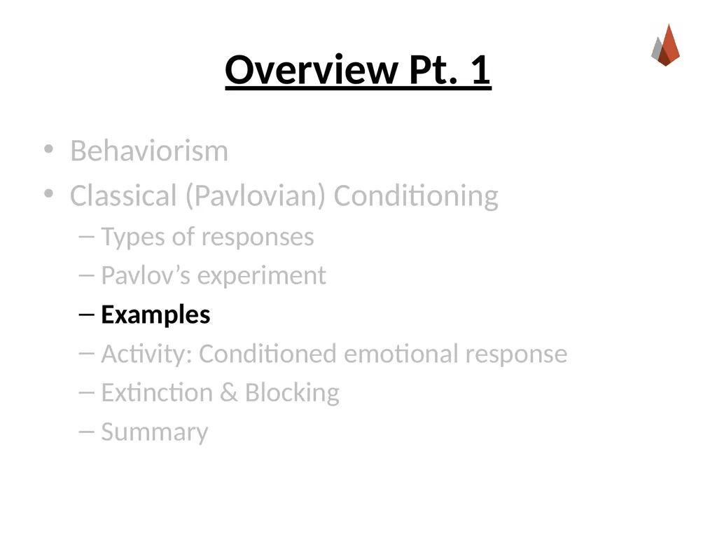 Conditioning and Learning [Professor Name] [Class - slide 10 of 42