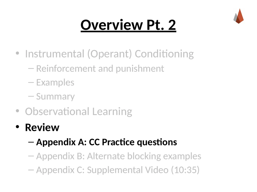 Conditioning and Learning [Professor Name] [Class - slide 32 of 42