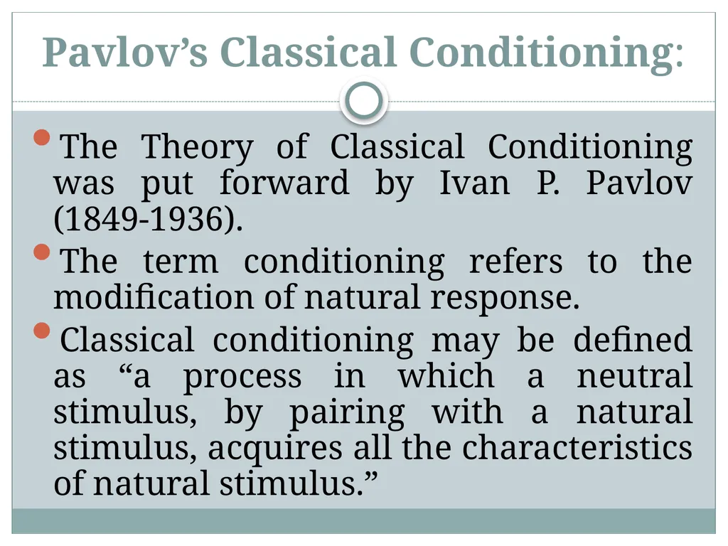 Pavlov’s Classical Conditioning: The Theory of