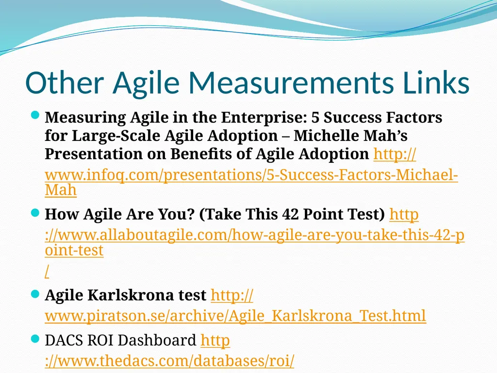 Measuring Agility How Agile Are You? Larry Apke - slide 11 of 12