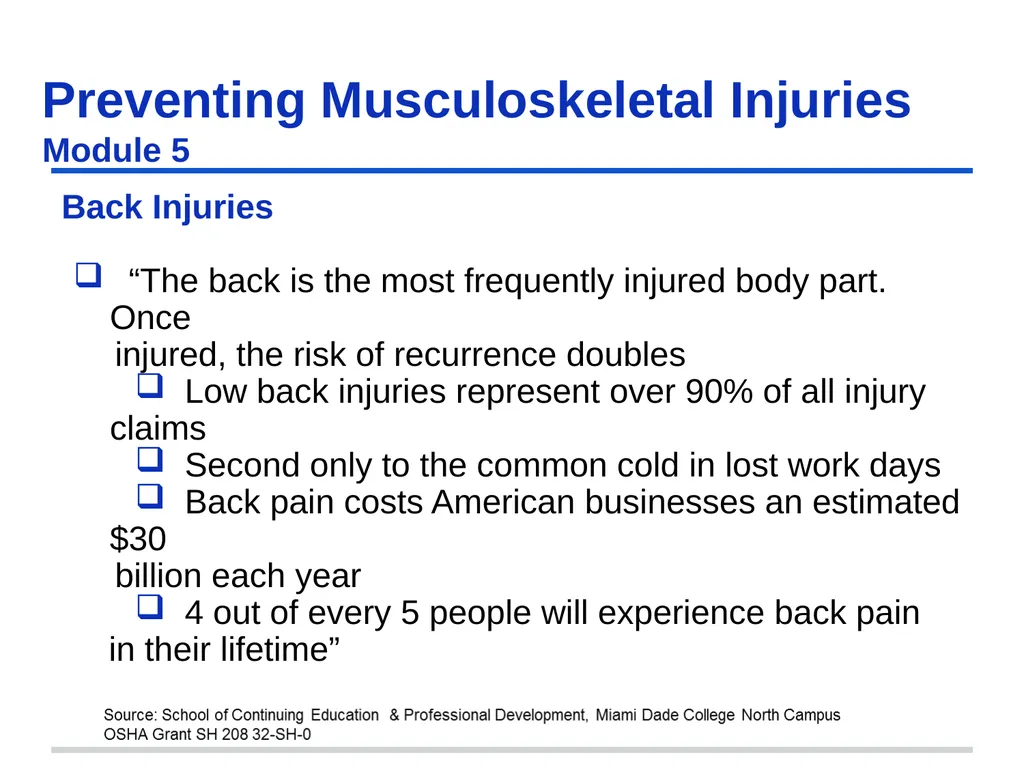 Preventing Musculoskeletal Injuries Module 5 - slide 17 of 48