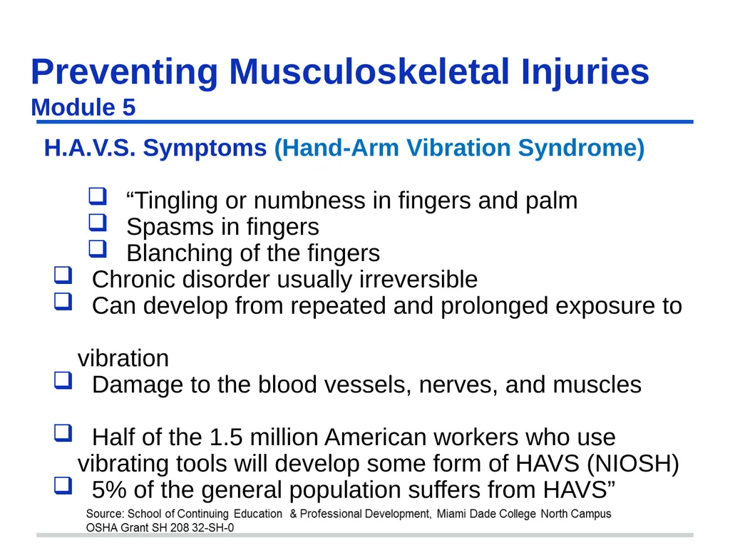 Preventing Musculoskeletal Injuries Module 5 - slide 28 of 48