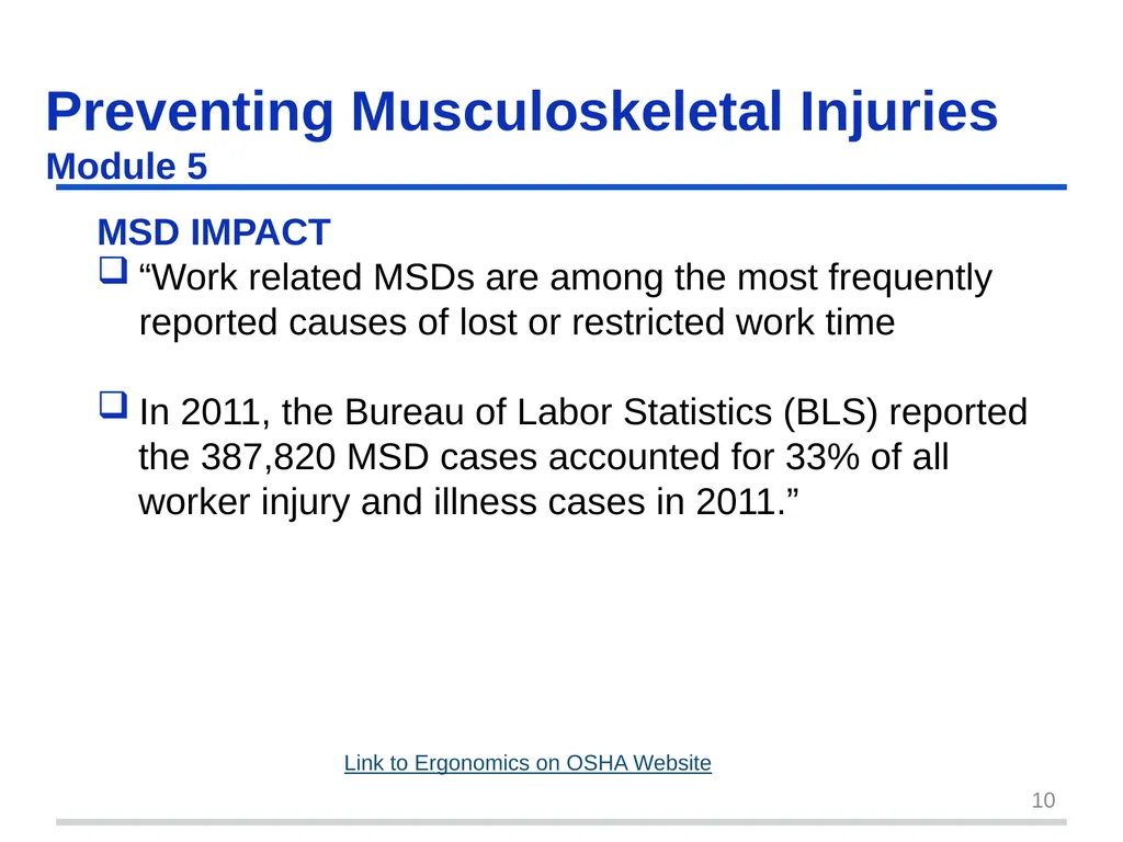 Preventing Musculoskeletal Injuries Module 5 - slide 10 of 48
