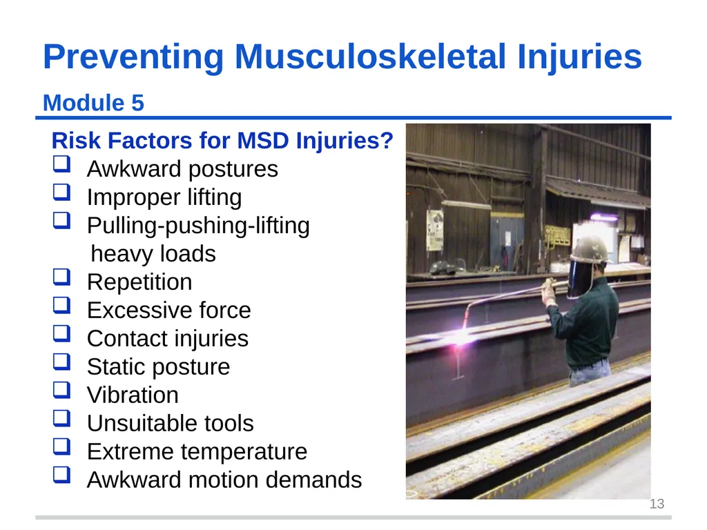 Preventing Musculoskeletal Injuries Module 5 - slide 13 of 48