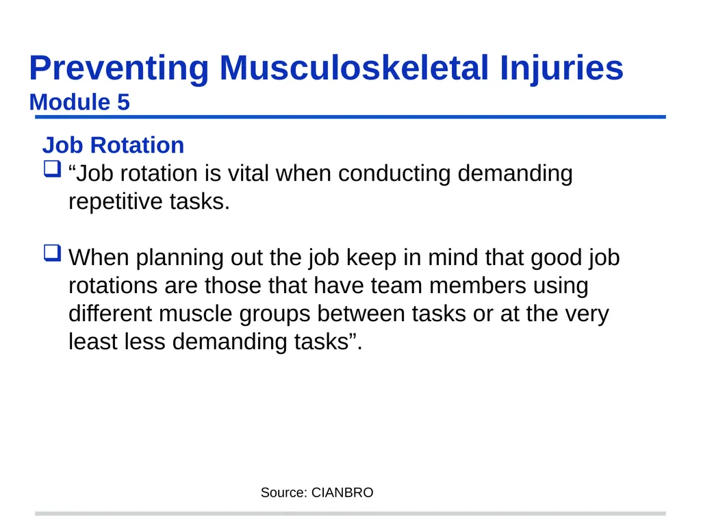 Preventing Musculoskeletal Injuries Module 5 - slide 41 of 48