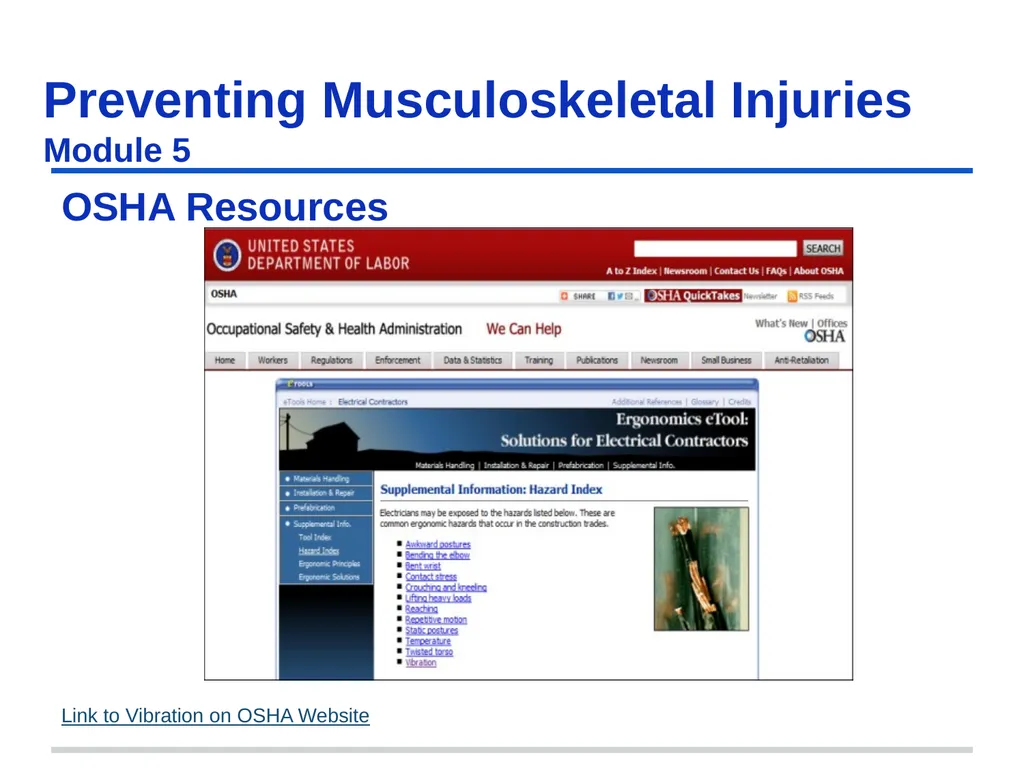 Preventing Musculoskeletal Injuries Module 5 - slide 45 of 48
