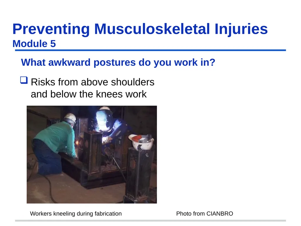 Preventing Musculoskeletal Injuries Module 5 - slide 36 of 48