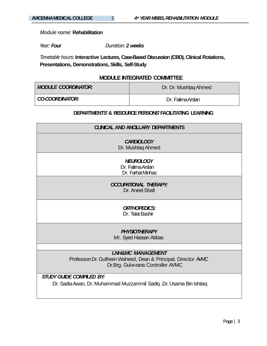 REHABILITATION MODULE FOURTH YEAR MBBS STUDY GUIDE - slide 3 of 17