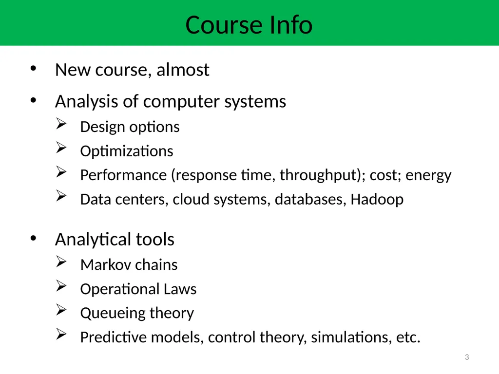CSE 531: Performance Analysis of Systems Lecture - slide 3 of 25