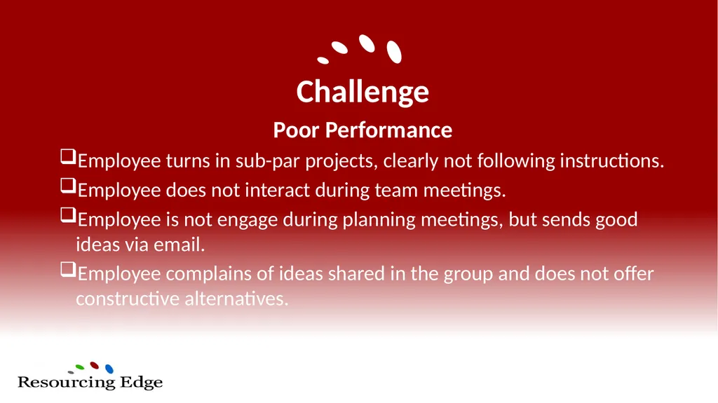 Coaching/Counseling Identify challenges associated - slide 15 of 26