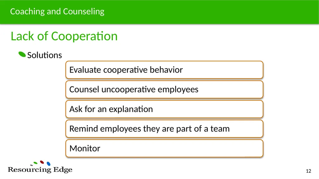 Coaching/Counseling Identify challenges associated - slide 12 of 26