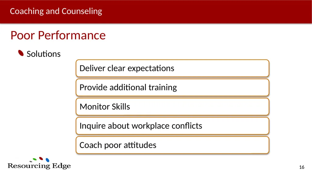 Coaching/Counseling Identify challenges associated - slide 16 of 26
