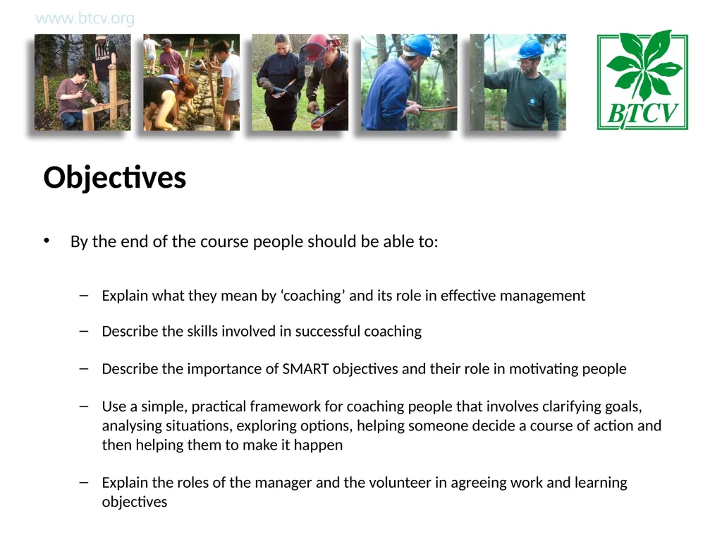 Coaching Aim To help managers encourage learning - slide 3 of 25